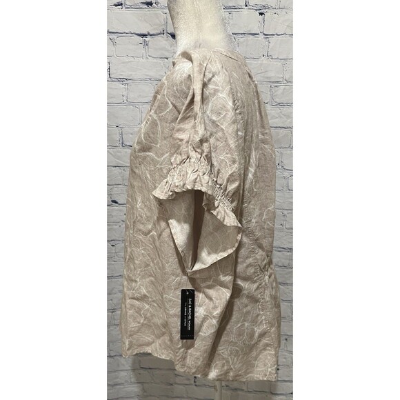 NWT ZAC & RACHEL Women Plus Size Split Neck Short Sleeve Linen Blend Blouse 3X - Picture 3 of 9